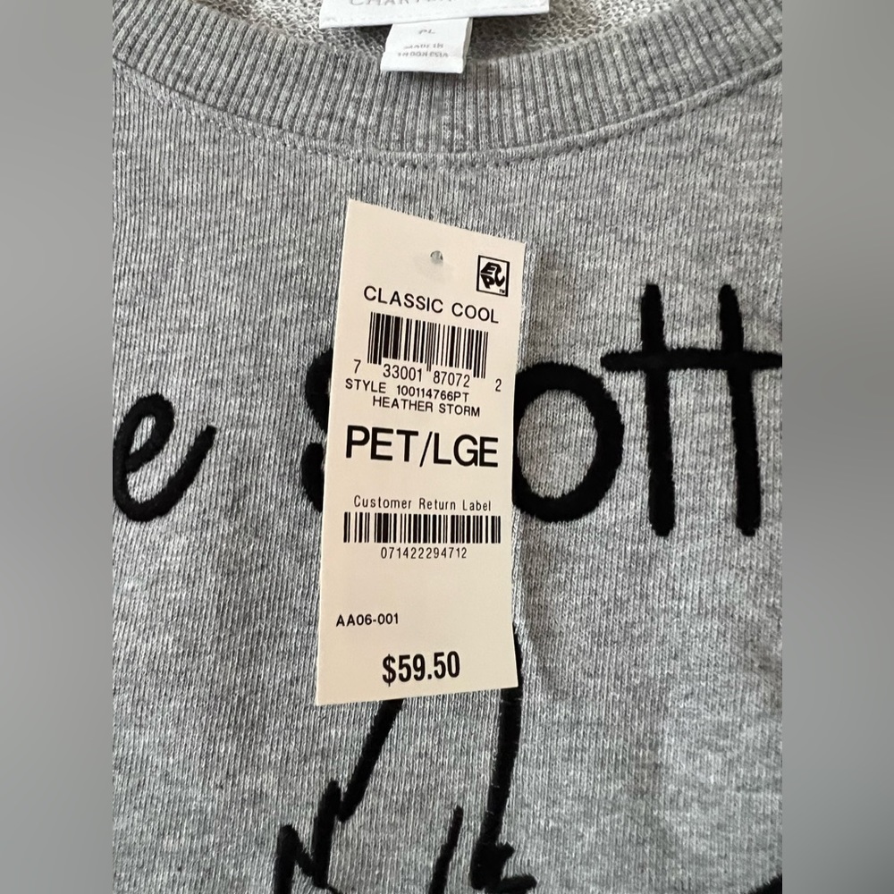 New Charter Club Women's Large Petite Sweatshirt Scottie Dog Gray Cute Animal - Picture 5 of 8